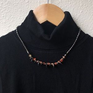 Grey and orange mock shell necklace